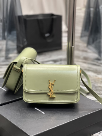 y*l solferino medium satchel in box Sa**t Lau*nt light green 9.1 x 6.3 x 2.4 inches