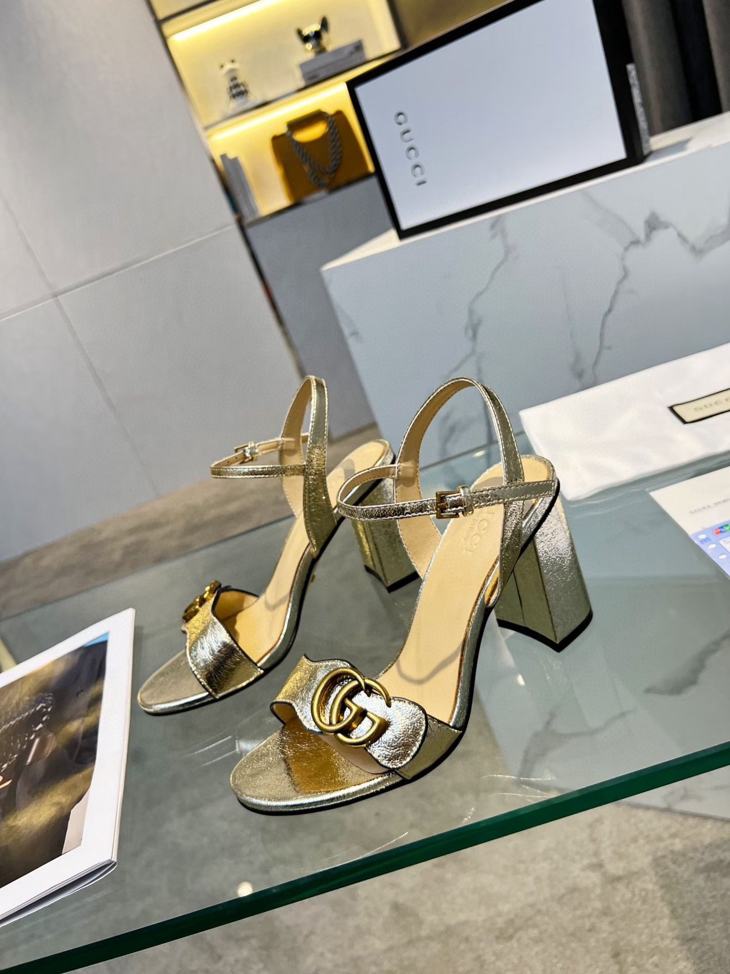 ua G*u*i horsebit heeled sandal