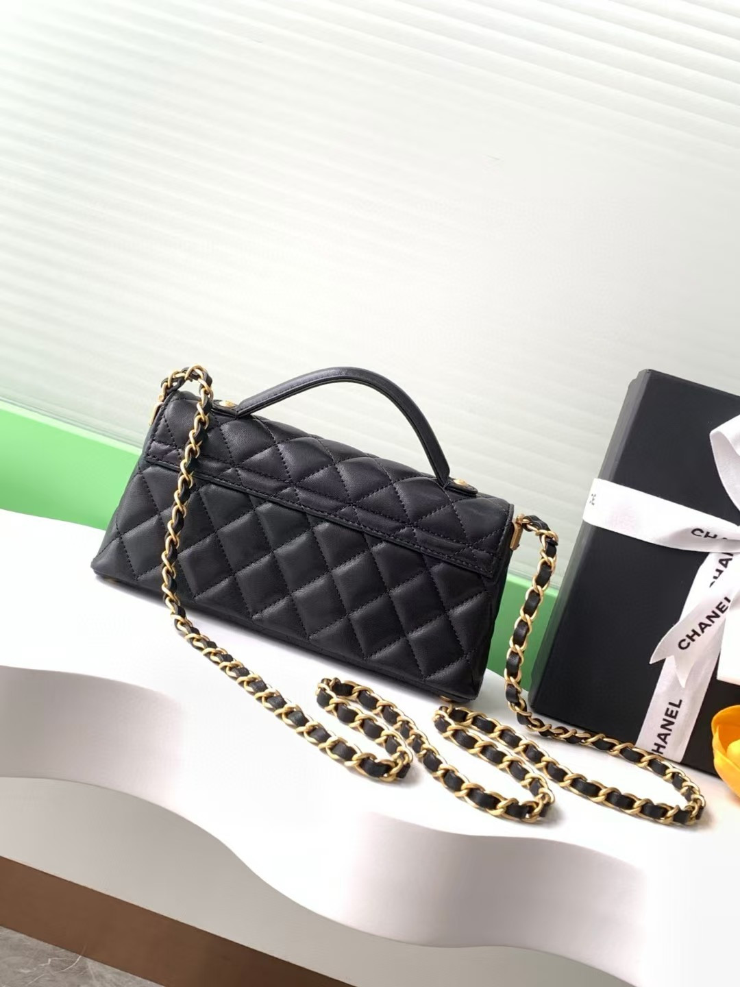 Ch*el mini flap top handle bag 12x22x6cm
