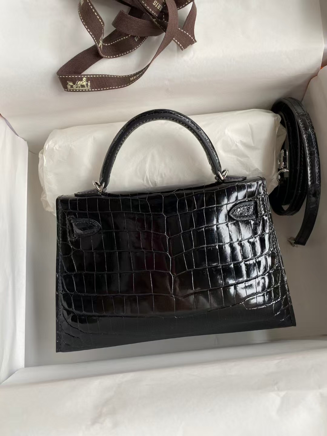 Hermès Mini Kelly 19 19×6×12CM Real Alligator Leather with the Alligator Stamp (Customized, no exchange no return, about 20 days)