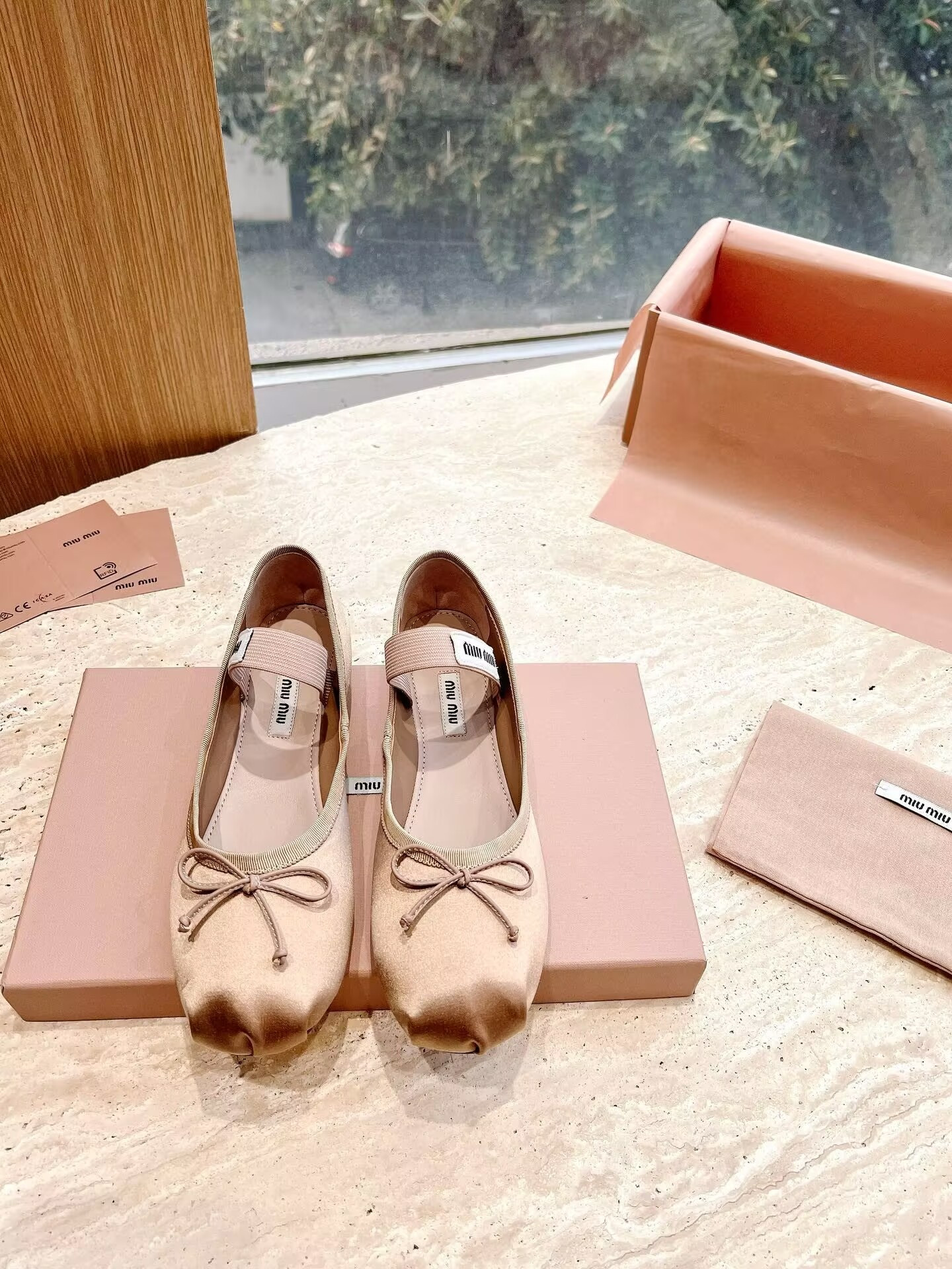 UA Miu Miu Satin Ballerinas