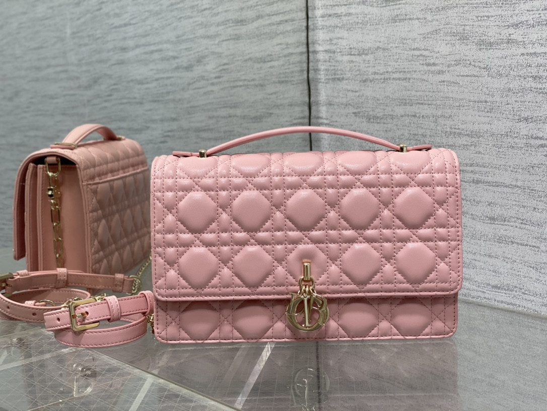 my D*or top handle bag melocoton pink 9.5 x 5.5 x 3 inches