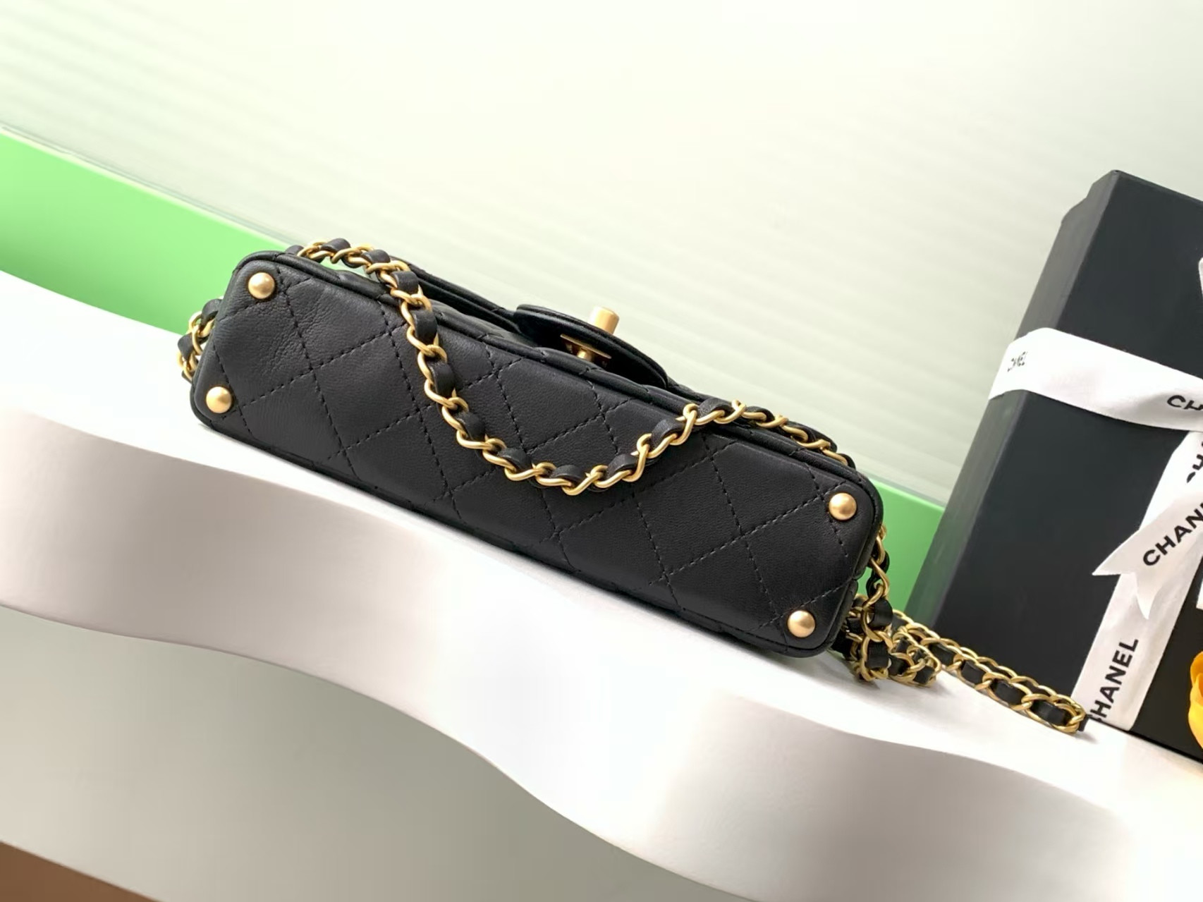 Ch*el small top handle flap bag as5355 14x20x6cm