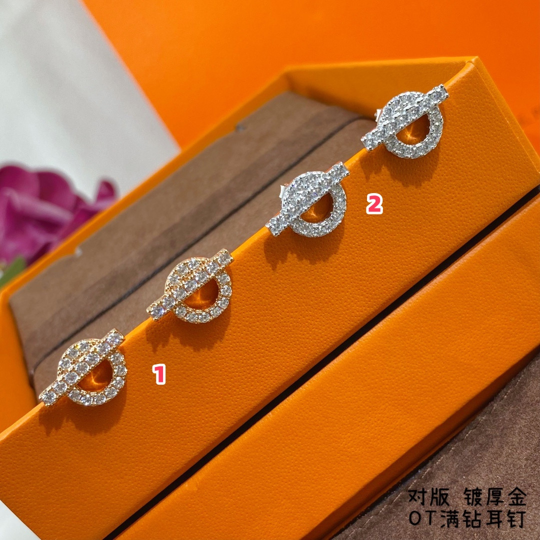 hermès ot fully Di*m*nd-encrusted stud earrings