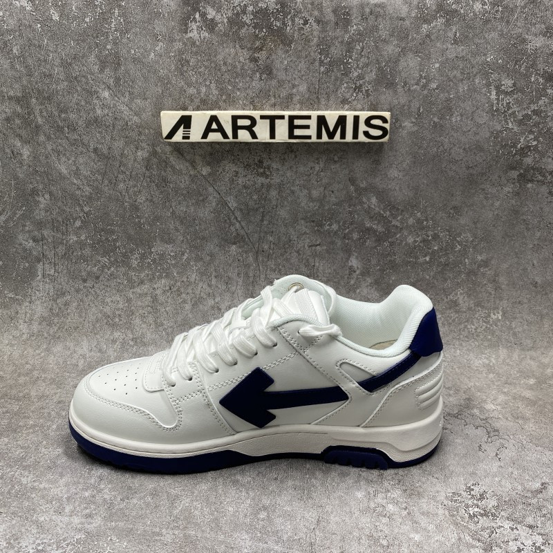 OFF-WHITE Out Of Office OOO Low Tops White White Navy Blue