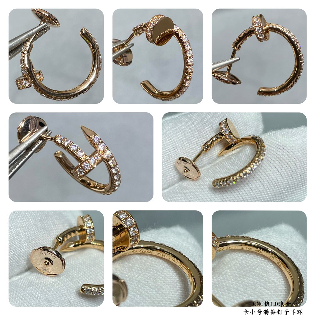 ca*t*er fully Di*m*nd-encrusted small nail earrings