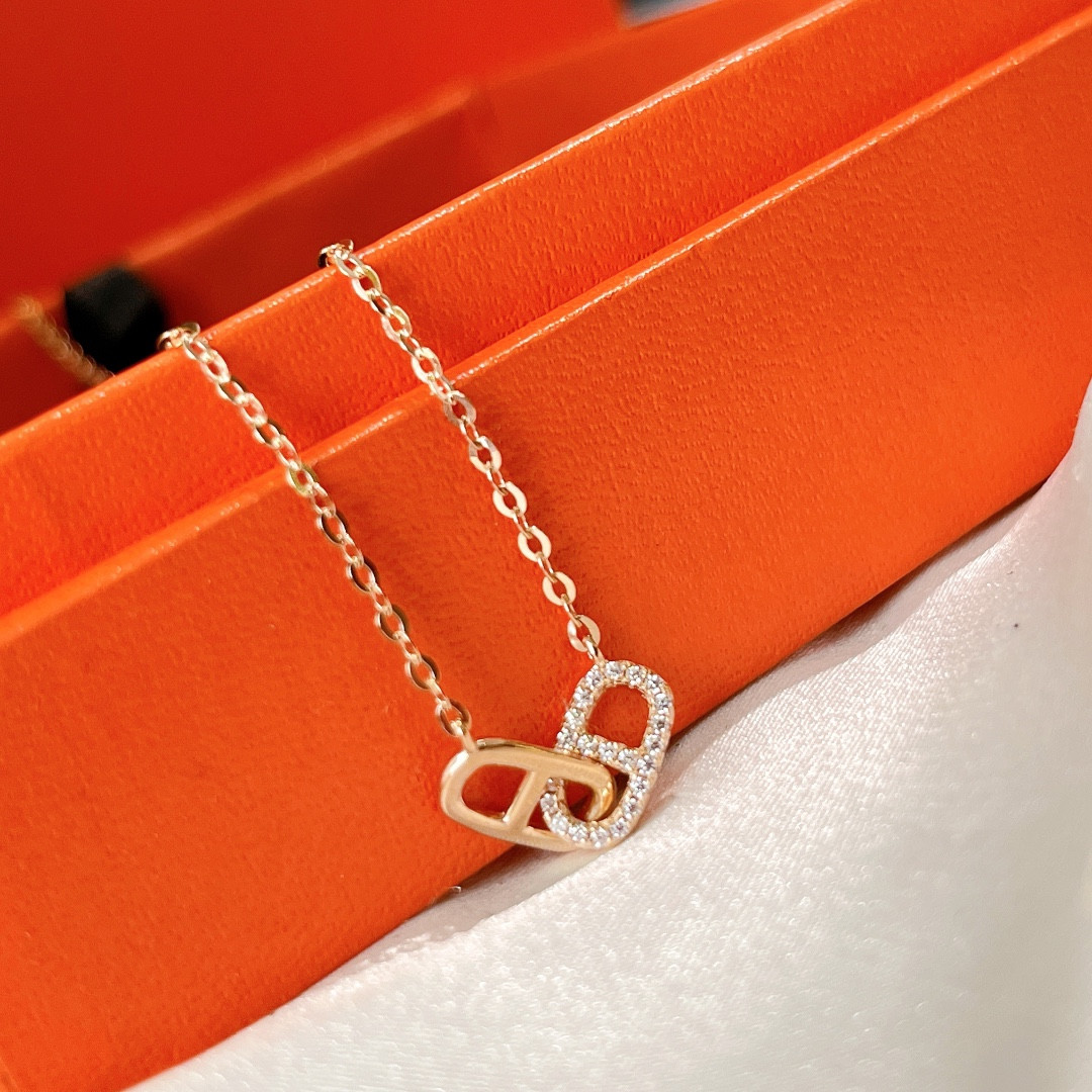 Hermès Pig nose double-ring Necklace