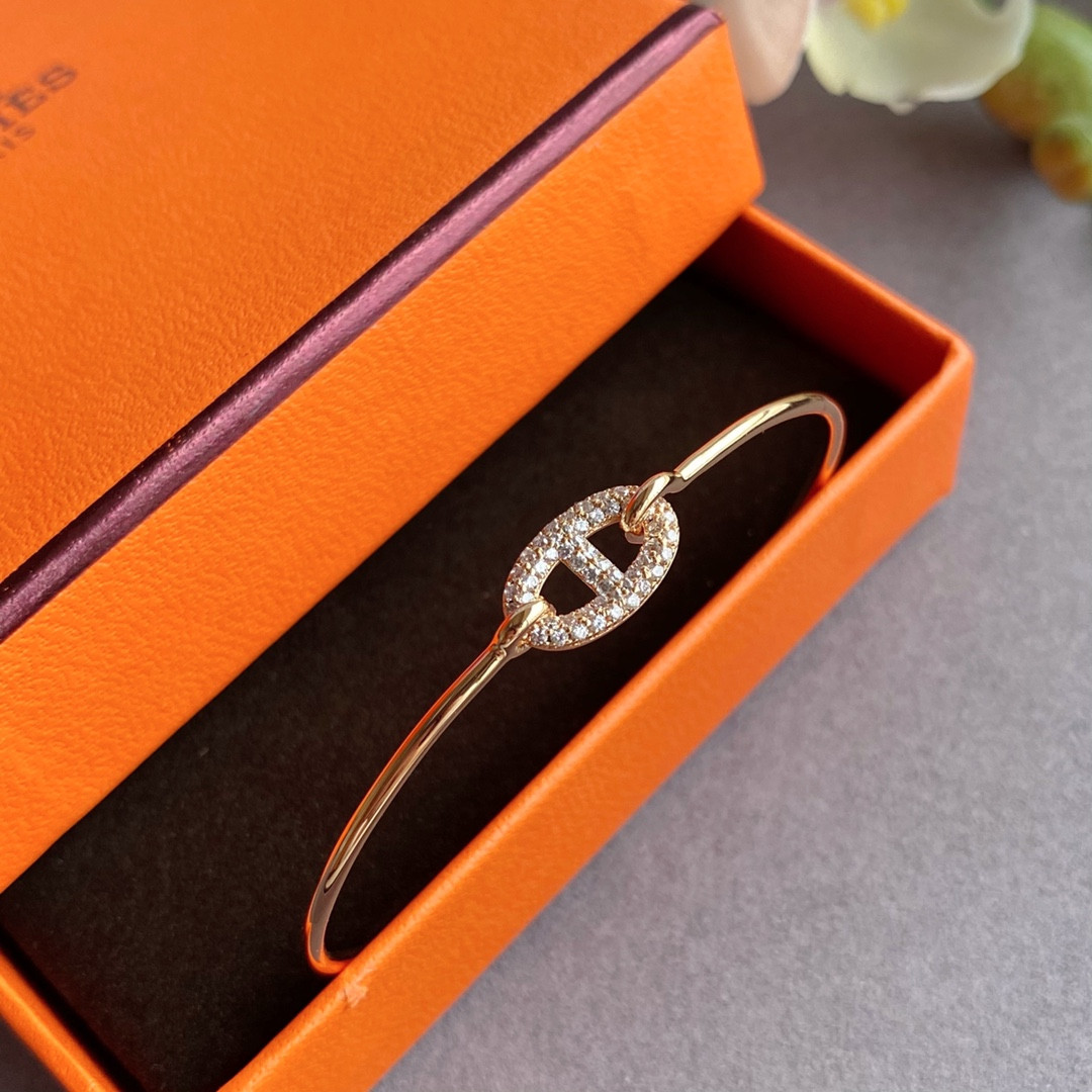 hermès thin tube Di*m*nd pig nose bracelet