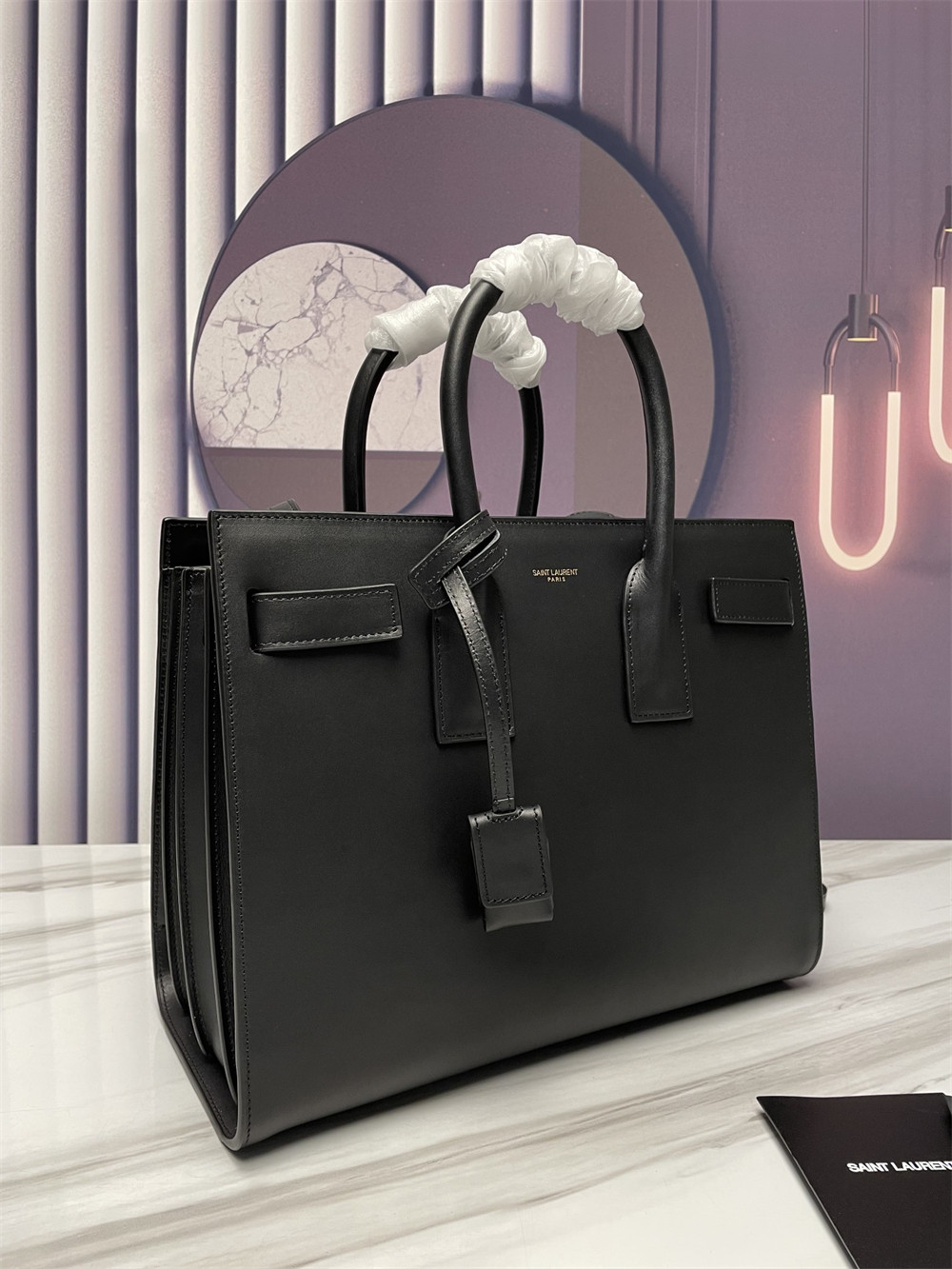 Y*L sac de jour small in shiny leather black