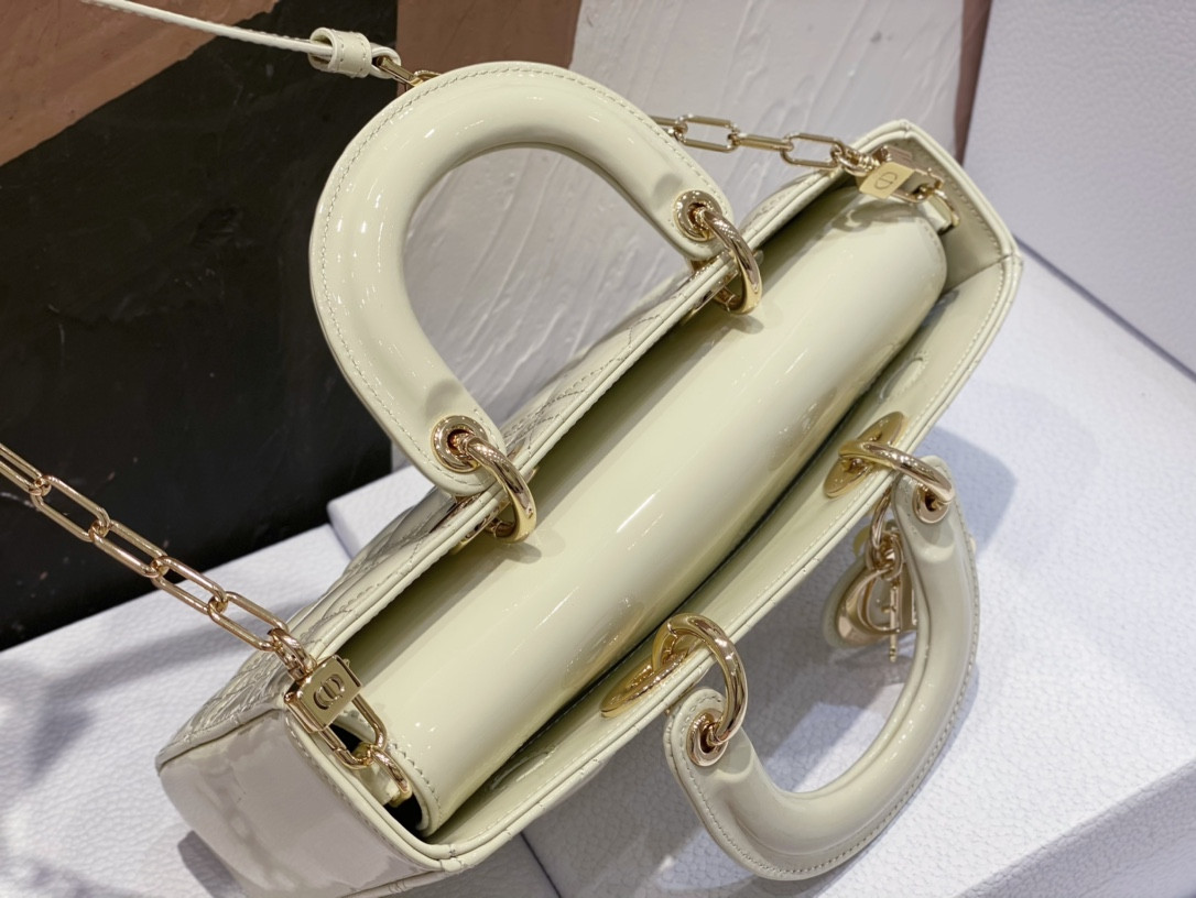 D*or small lady d-joy bag white patent