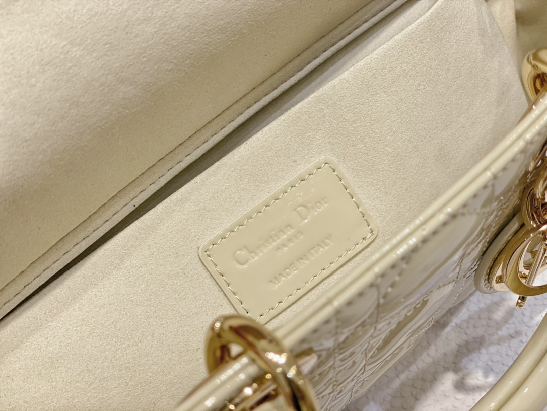 D*or small lady d-joy bag white patent