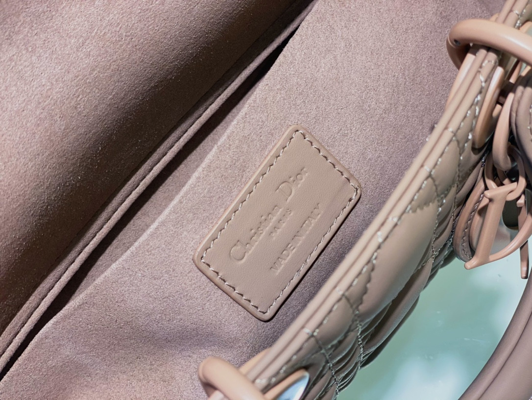 D*or small lady d-joy bag ultramatte pink cannage calfskin