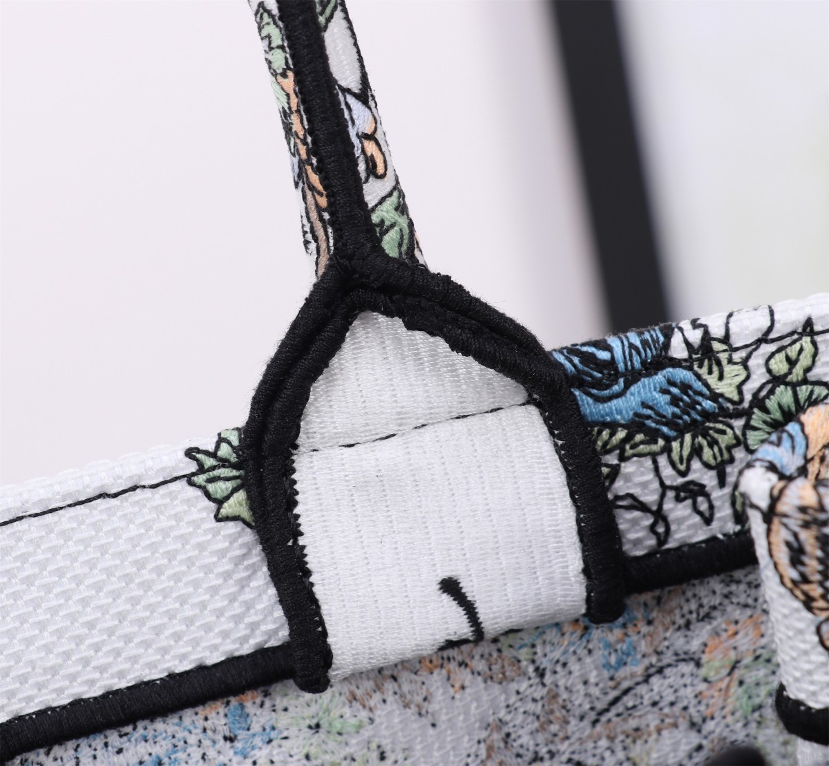 medium D*or book tote  white multicolor toile de jouy mexico embroidery 14 x 11 x 6.5 inches