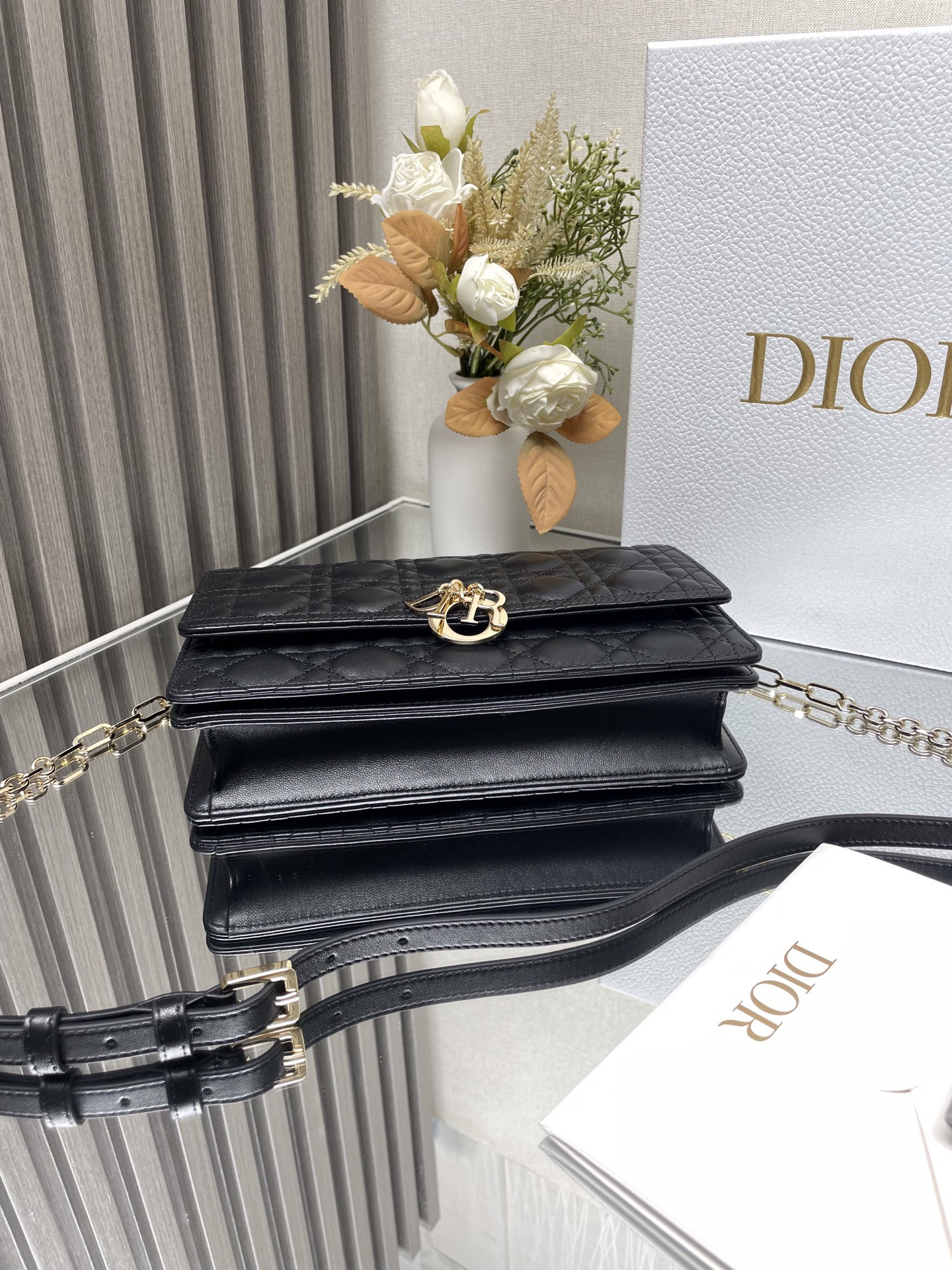my D*or top handle bag black 9.5 x 5.5 x 3 inches