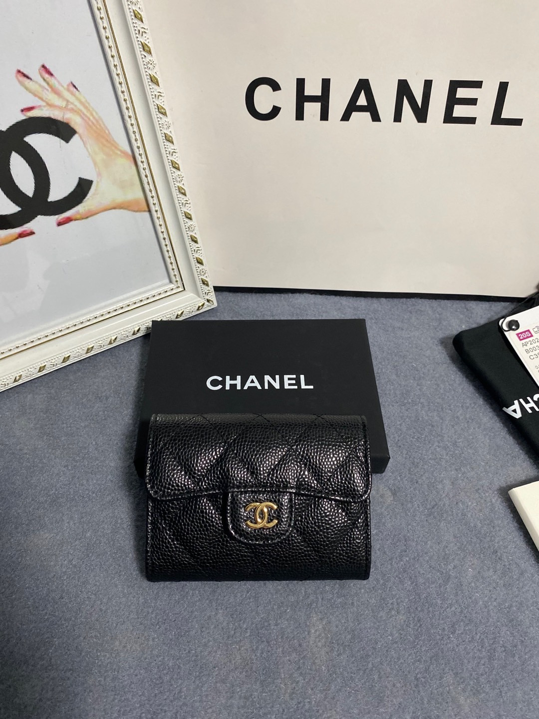 Ch*el flap wallet 12 x 8.5cm