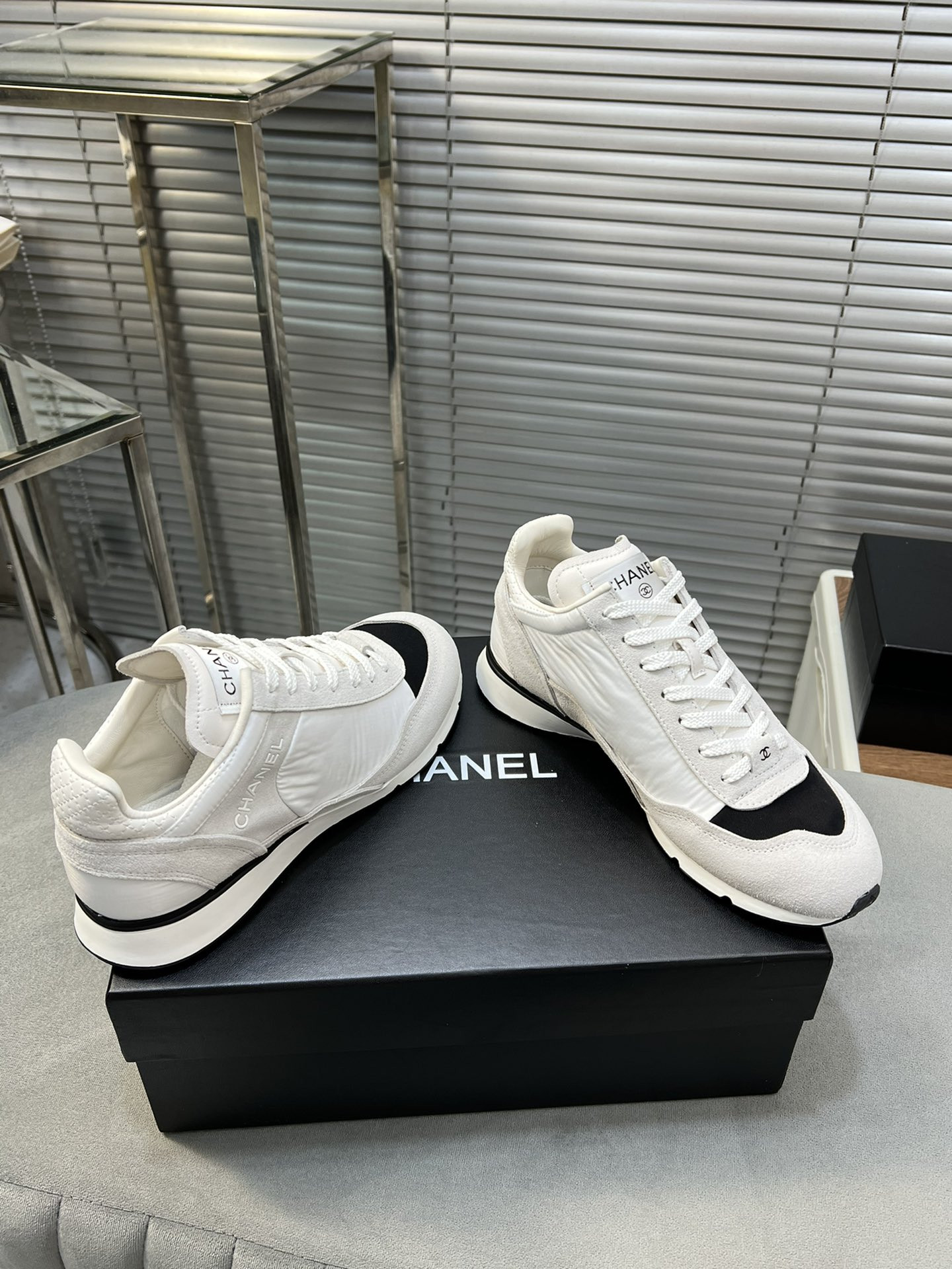 ua Ch*el sneakers fabric, suede kidskin & suede calfskin