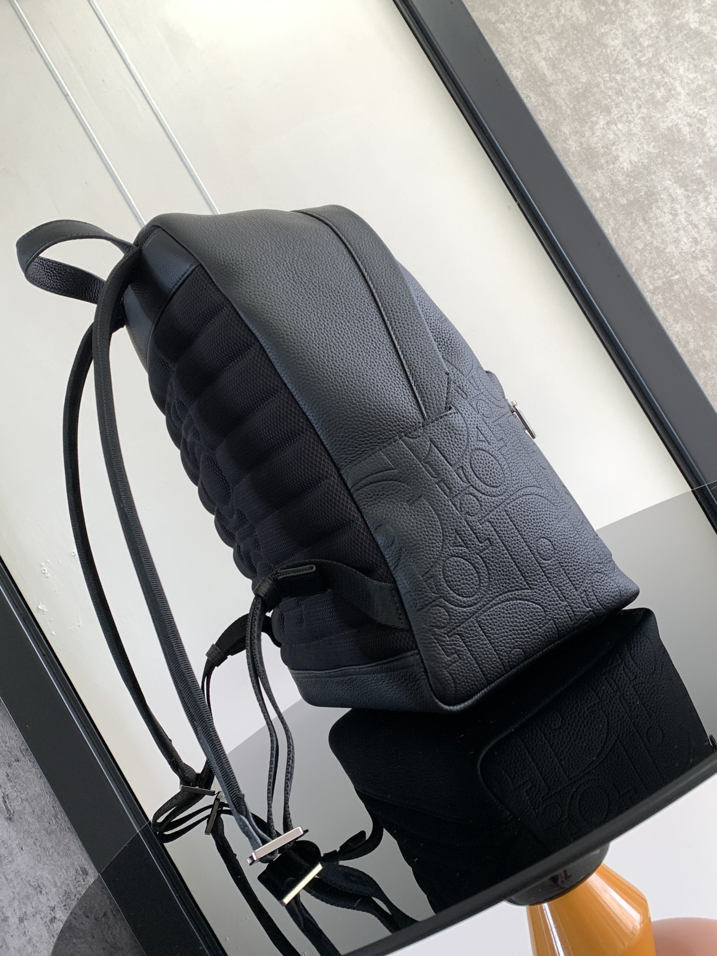 rider 2.0 backpack black D*or gravity leather and black grained calfskin 31 x 40 x 18 cm