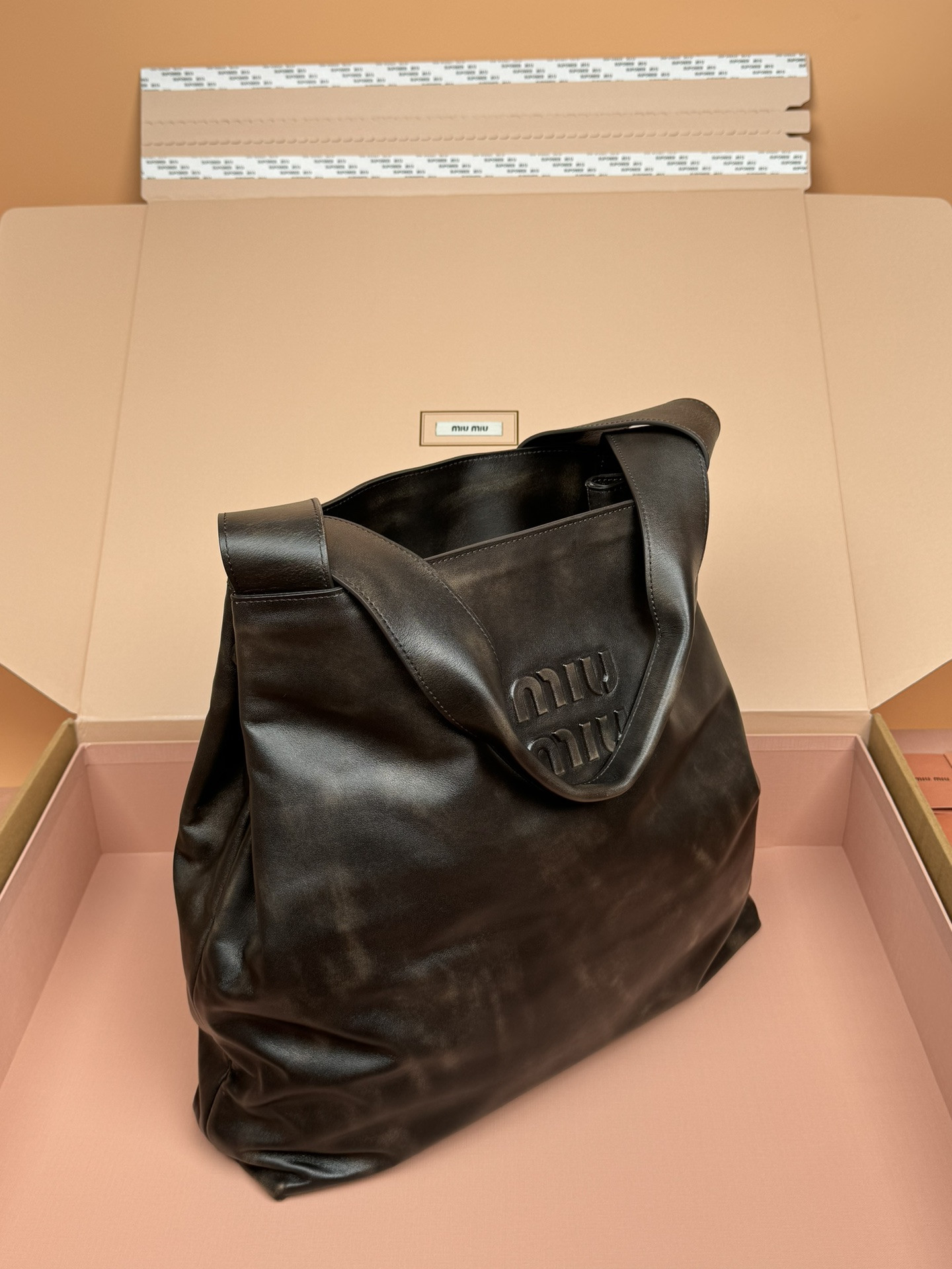 Miu Miu Leather Hobo Bag  39x38.5x11cm