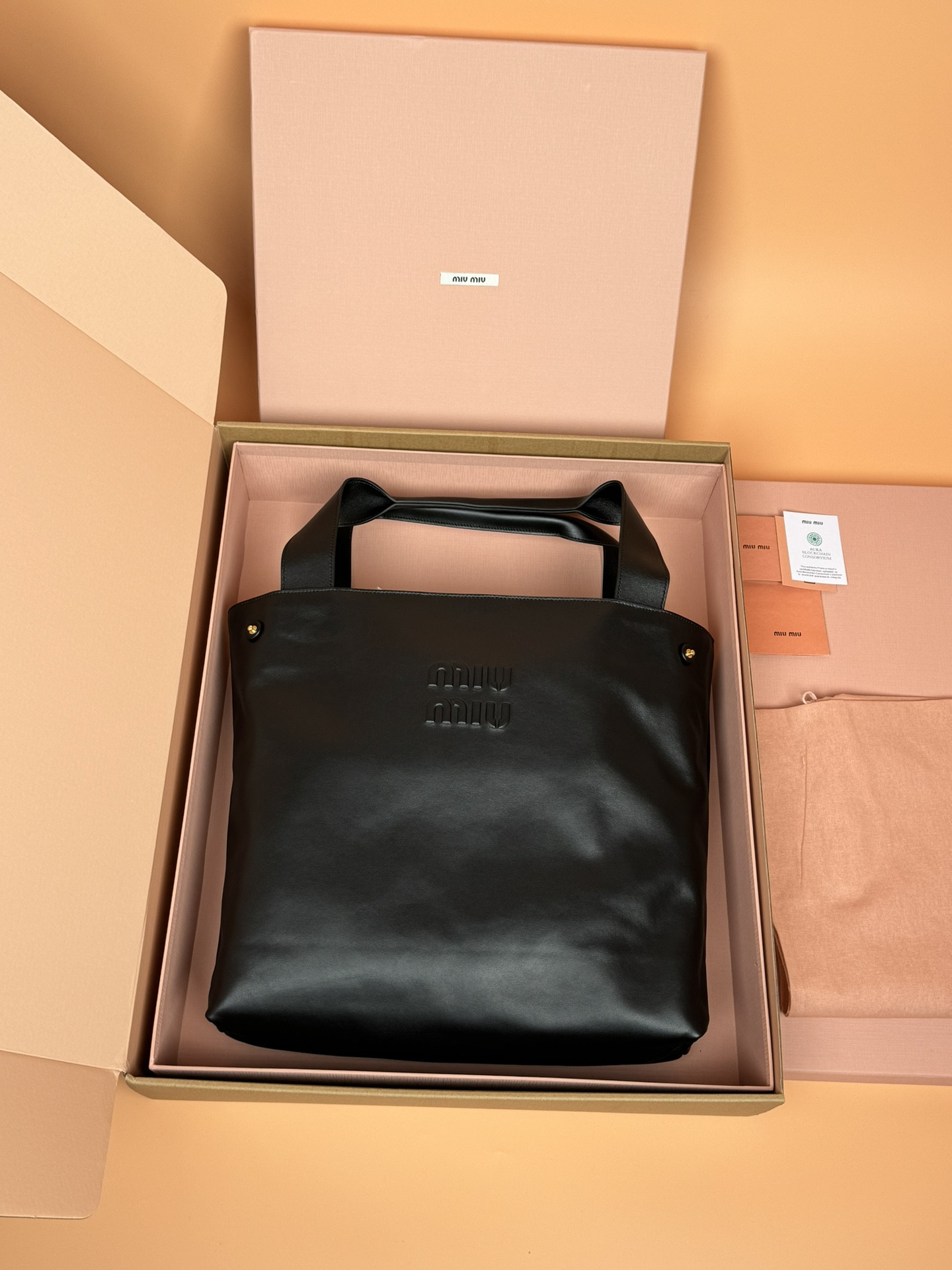 Miu Miu Leather Hobo Bag 39x38.5x11cm