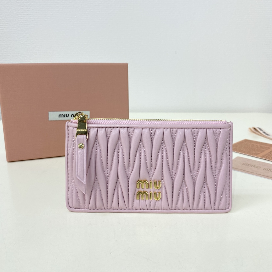 Miu Miu Matelassé nappa leather card holder 8X15cm