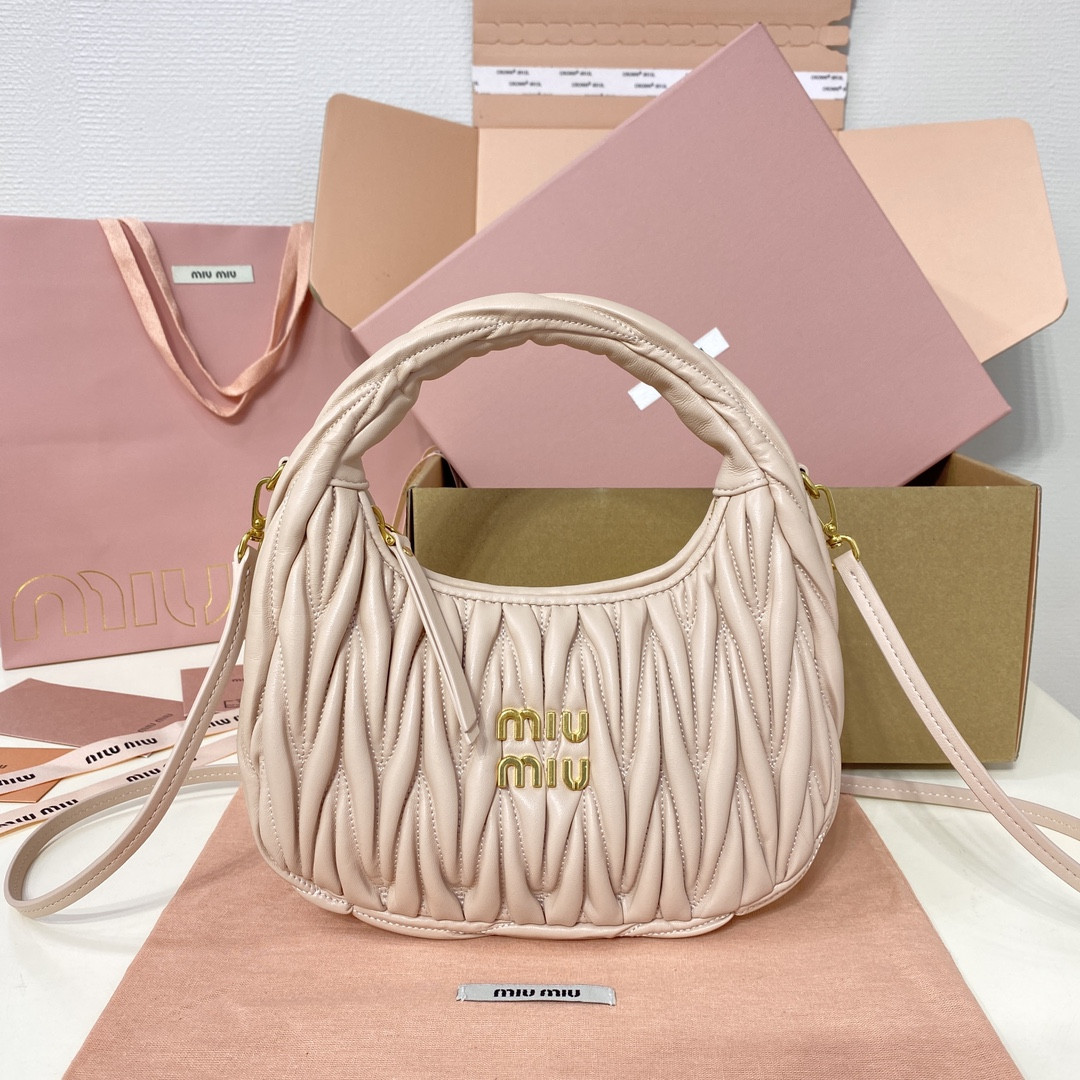 Miu Miu Wander matelassé nappa leather hobo bag 17x20x6cm