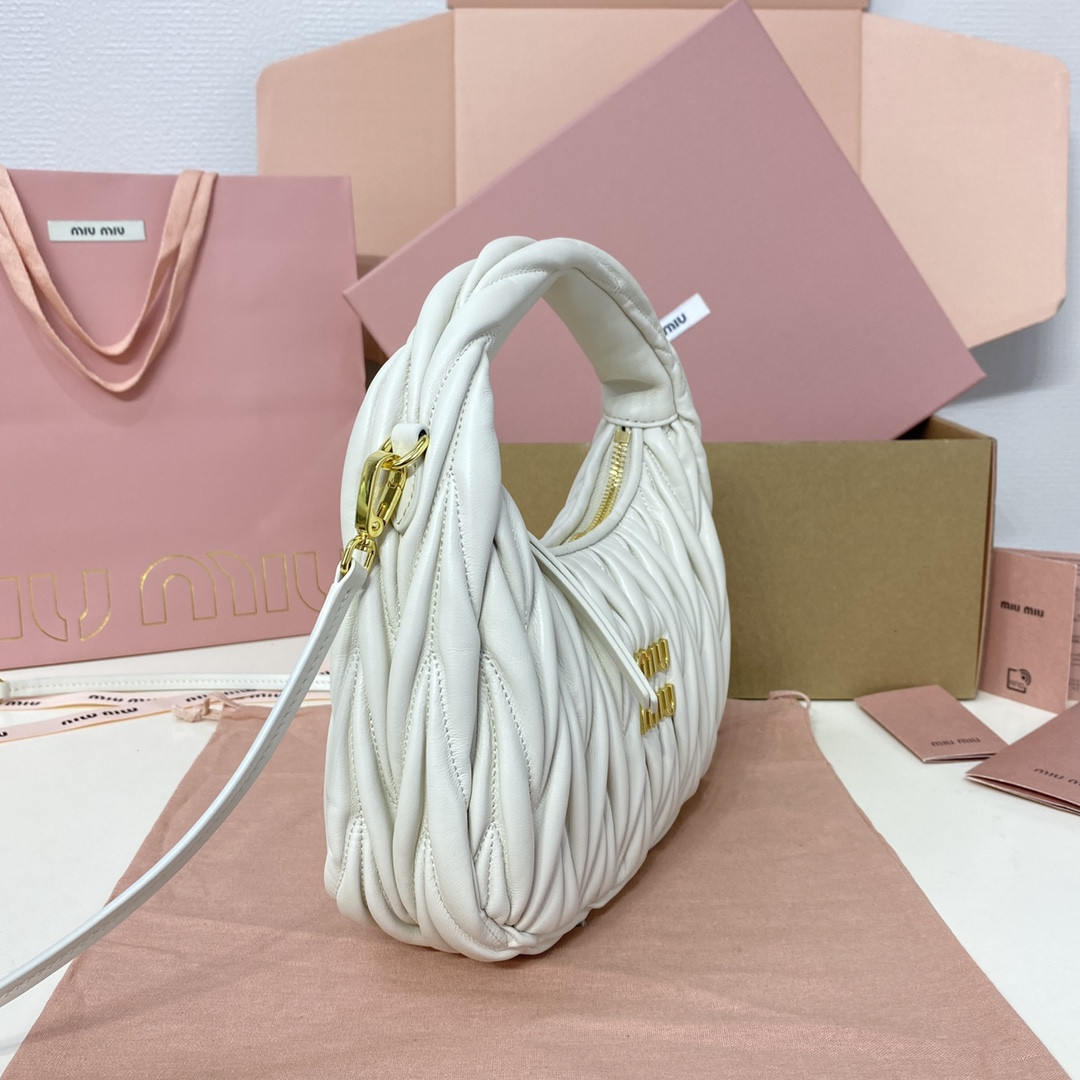 Miu Miu Wander matelassé nappa leather hobo bag 17x20x6cm