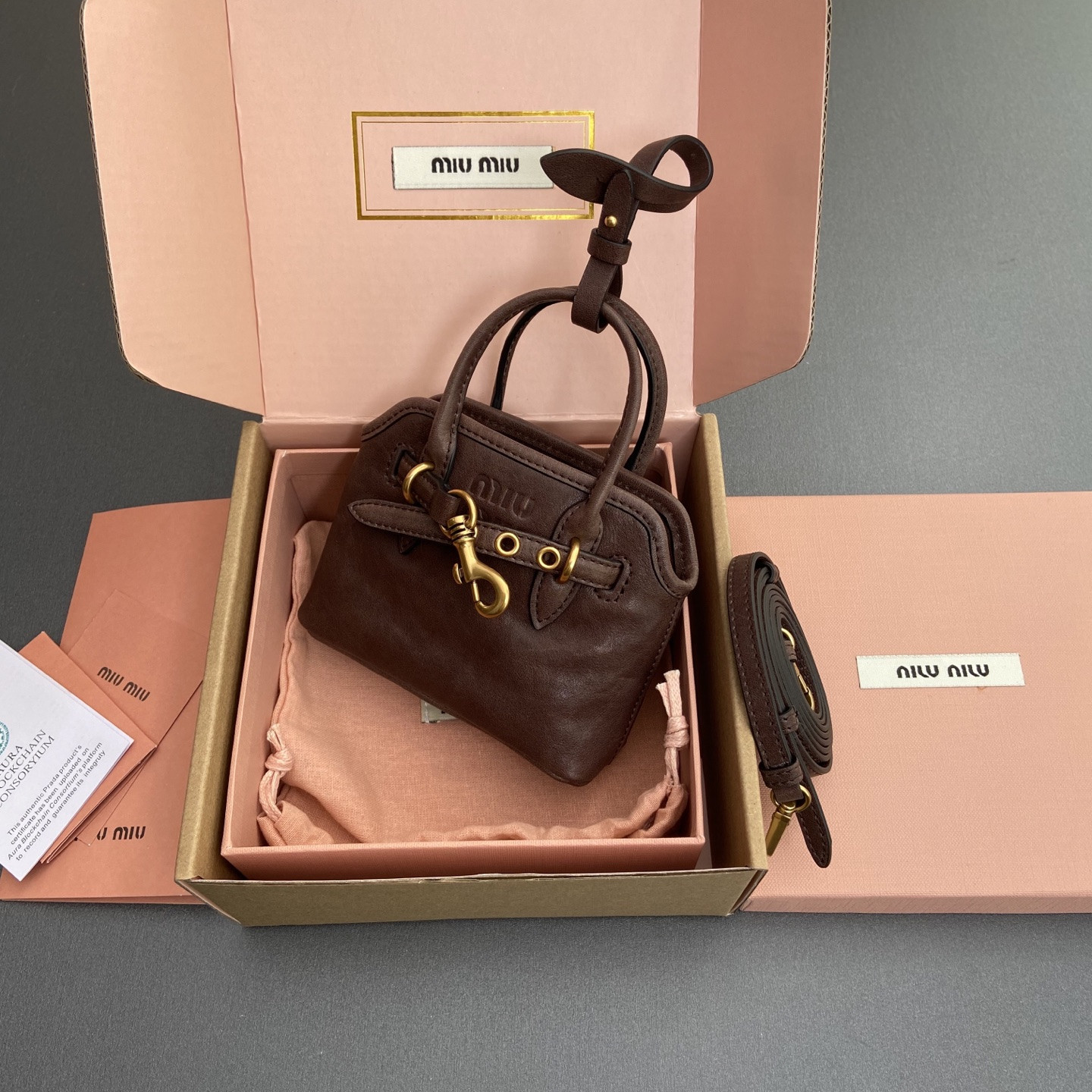 Miu Miu Aventure Nappa Micro Leather trick 9.5x12x2.5cm
