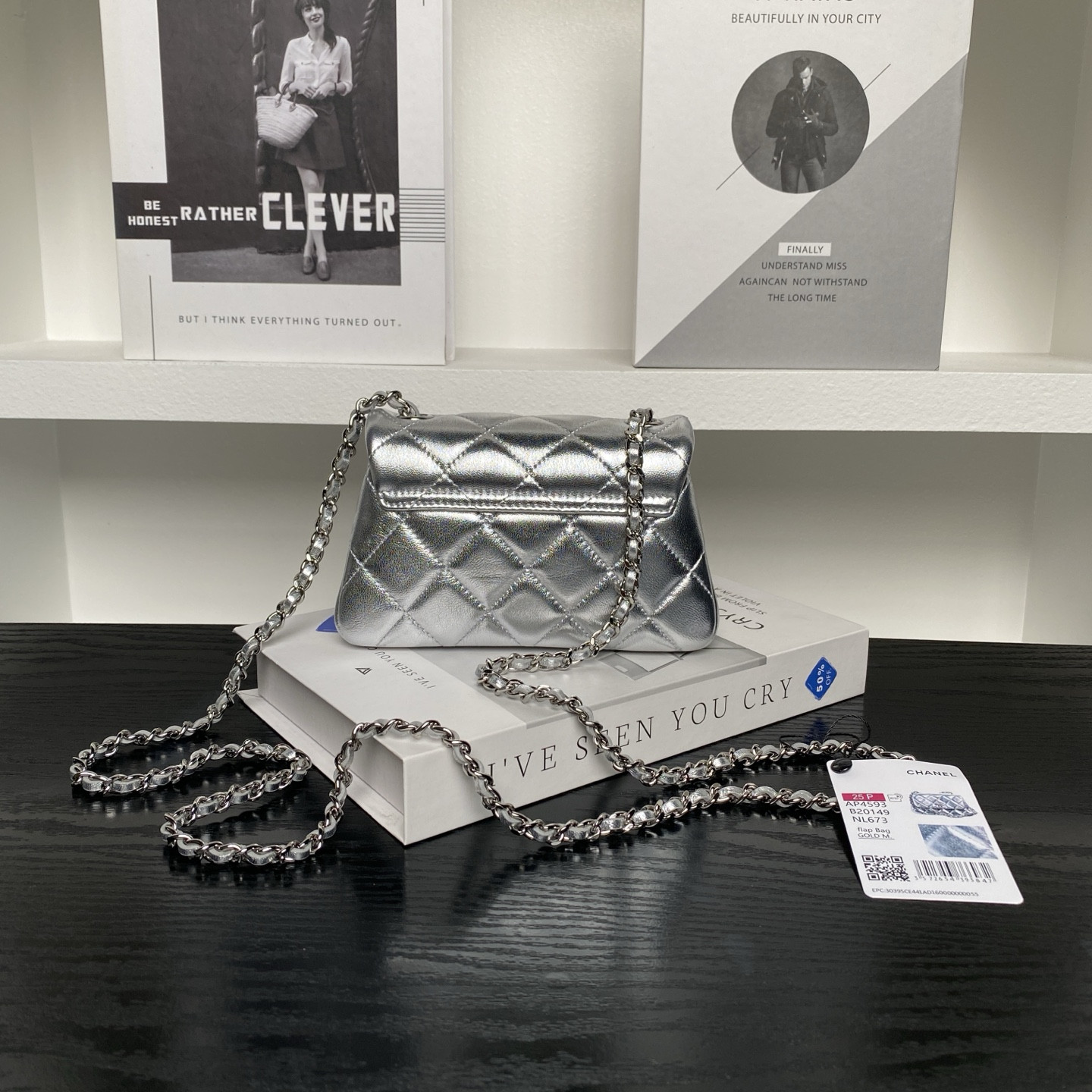 Ch*el clutch with chain ap4593 10x16.5x5cm